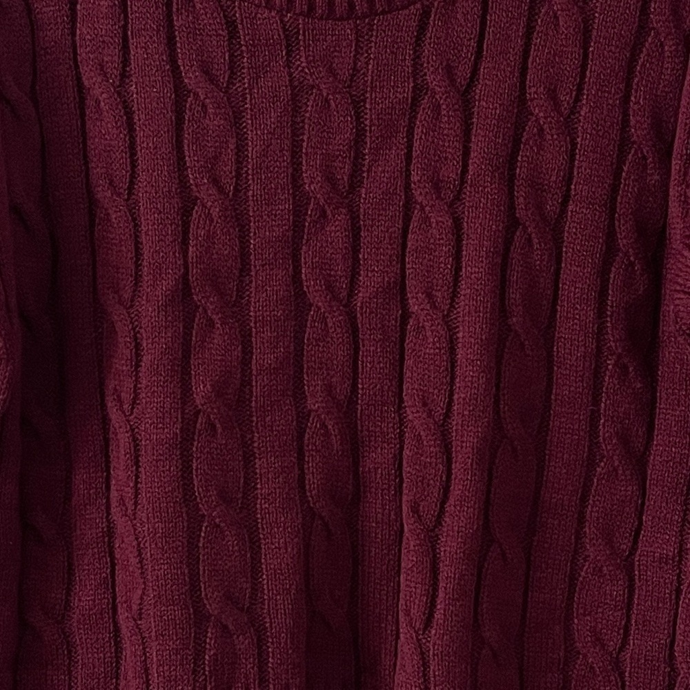 BIN#19 - COTTON EMPORIUM Girl’s Large Cable Knit Burgundy Sweater - Picture 6 of 6